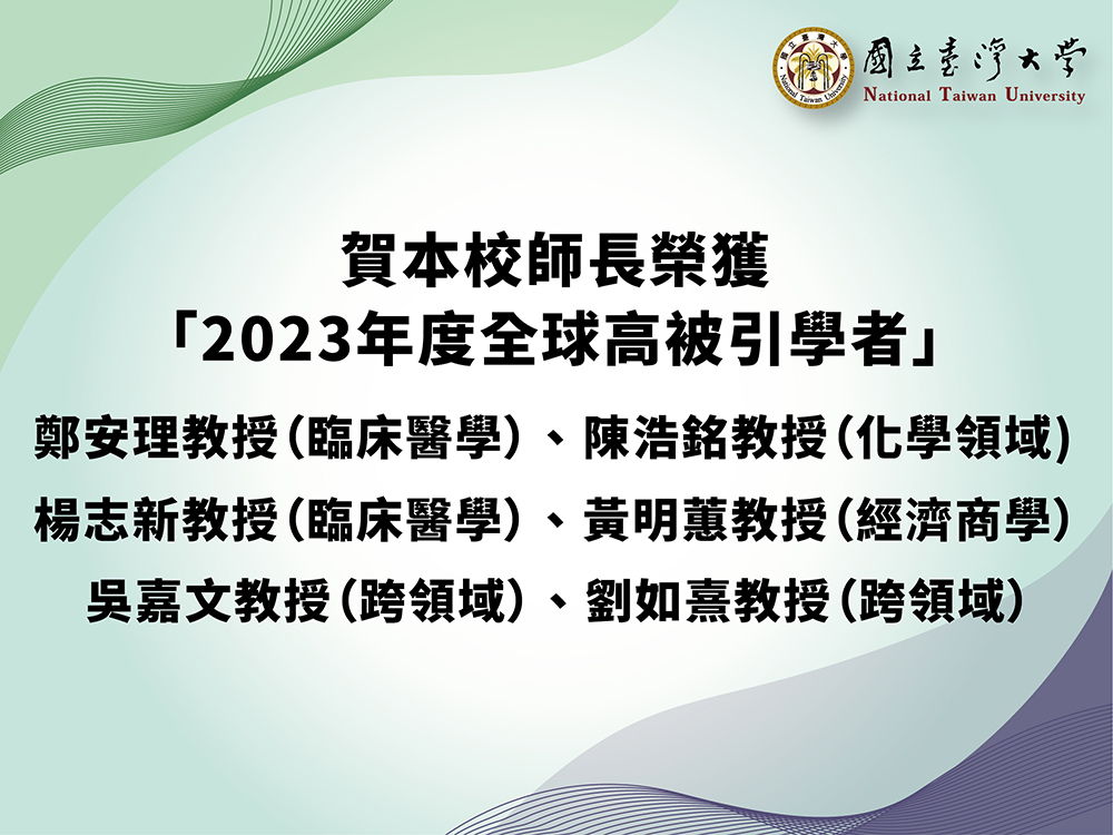 賀本校師長(zhǎng)名列 2023全球高被引學(xué)者-封面圖